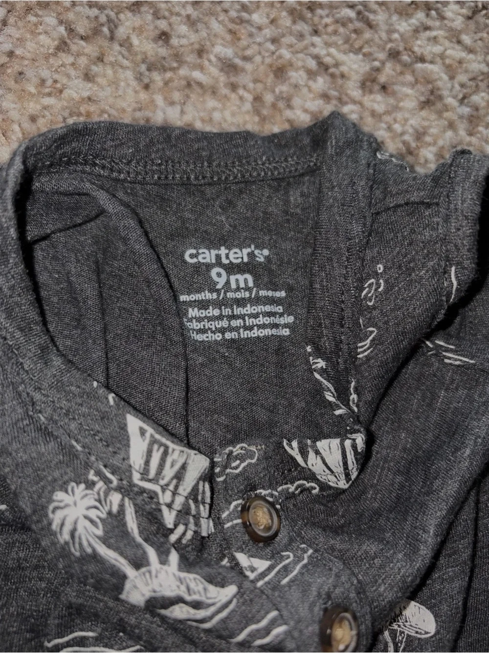 Carter's Charcoal Grey Tropical Print Tank Top